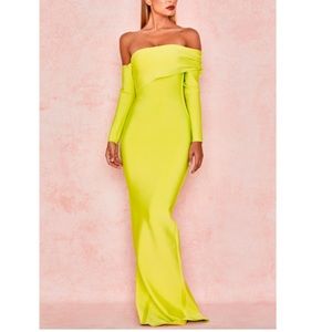 House of Cb bright yellow body con dress. Used